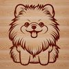 Cute Pomeranian Silhouette A small breed dog sitting on its haunches with the subject being a vector design.