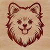Pomeranian Portrait Design Vector A detailed illustration of a Pomeranian's head with distinct features.