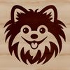 Stylized Pomeranian Head Portrait A close-up illustration of a Pomeranian's head, featuring a stylized representation of the breed.