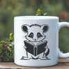 Whimsical Possum Reading Scene A wild animal possum reading a book in a whimsical scene.