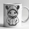 A detailed illustration of a possum in a hoody, suitable for digital art and design.