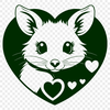 Vector artwork of a possum with heart motifs, ideal for cutting machines like Cricut or laser cutters for craft projects.