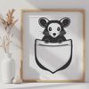 Wild Animal Portrait - Possum SVG A detailed illustration of a possum with its distinctive features and markings.