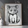 A realistic illustration of a possum, a small to medium-sized wild animal native to various parts of the world.