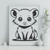 Free Animal Graphic Art A detailed vector illustration of a possum, a small wild mammal.