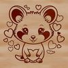 Adorable Possum Vector Graphic with Hearts A possum with love hearts surrounding its body, depicted as a vector graphic for various design applications.