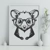 A cartoon-style illustration of a possum wearing glasses, suitable for vector design projects.