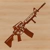 Detailed Rifle Design Vector Art A detailed illustration of a modern assault rifle with various components labeled.