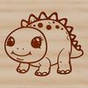 A simple line drawing of a small dinosaur in various forms (SVG, PNG, PDF, DXF) ready to be cut or printed.