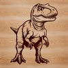 A detailed drawing of a large carnivorous dinosaur with sharp teeth, suitable for clip art use.