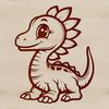 Rounded Raptor Clip Art A small, prehistoric dinosaur with a rounded body and short tail, suitable for design projects.