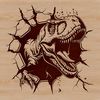 Smashing T Rex Clip Art Vector Image An illustration of a fierce T Rex dinosaur breaking through a wall, created as a digital SVG image for various uses.