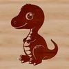 Cute Cretaceous Critter A cartoon-style illustration of a baby Tyrannosaurus Rex, a prehistoric dinosaur from the Cretaceous period.