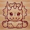 Adorable Prehistoric Creature Vector Illustration A small, prehistoric Triceratops baby dinosaur character made from vector lines.