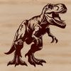 A digital clip art design featuring a dinosaur silhouette.