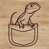 A colorful reptile with scaly skin and long tail, suitable for use as clip art in digital designs.