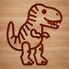 A digital vector illustration of a baby Tyrannosaurus Rex dinosaur in prehistoric settings.