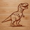 A detailed vector design of a t rex dinosaur ready for cutting or laser engraving projects.