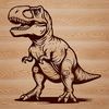 A colorful illustration of a Tyrannosaurus Rex, a large carnivorous dinosaur from the prehistoric era.