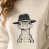 Colorful Lizard Silhouette with Fascinator A digital illustration of a lizard wearing a hat, suitable for vector art designs.