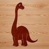 A colorful illustration of a prehistoric dino in a playful pose.