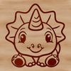 A small, prehistoric triceratops dinosaur illustration in a vector format.