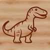 A simple line drawing of a prehistoric dino in a vector format.