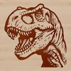 A prehistoric dinosaur illustration featuring a Tyrannosaurus Rex in a realistic style.