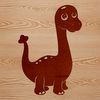 Colorful clip art design featuring a small dinosaur from the ancient era.