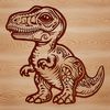 A prehistoric Tyrannosaurus Rex dinosaur standing on its hind legs.