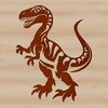An SVG graphic featuring a colorful, stylized representation of a dinosaur from the ancient past.