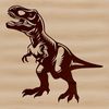 A large, prehistoric Tyrannosaurus Rex dinosaur standing proudly with its sharp teeth and powerful legs.