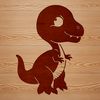 Small Tyrannosaurus Design Vector Art A small to medium-sized Tyrannosaurus Rex dinosaur from the prehistoric era, depicted in a simple vector design.