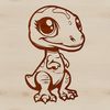 A cute dinosaur design suitable for clip art and graphic projects using SVG files.