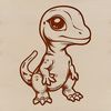 A young dinosaur standing on its hind legs, with a curious expression, in a vector format.