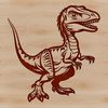 A detailed drawing of a dinosaur, suitable for cutting or engraving.