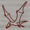A simple line drawing of a prehistoric pteranodon dinosaur in vector art format.