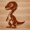 A prehistoric baby dinosaur standing on its hind legs, ready to explore.