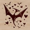 Prehistoric Pteranodon Dinosaur Illustration with Heart Accents