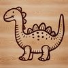 A digital clip art design featuring a large dinosaur Svg for craft projects and designs.