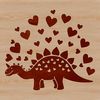 Stegosaurus with Heartful Charm A Stegosaurus dinosaur with a pair of heart symbols above its head.