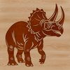 A detailed illustration of a triceratops, a prehistoric dino from the Cretaceous period.