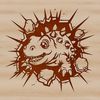 A prehistoric ankylosaurus dinosaur breaking through a wall in a dynamic pose.