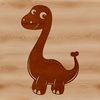 A colorful illustration of a small prehistoric dino roaming in a forest.