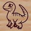 A simple line drawing of a baby dinosaur from the prehistoric era, suitable for vector art and design projects.