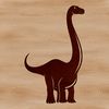 A large herbivorous dinosaur, Brachiosaurus, standing in a prehistoric landscape.