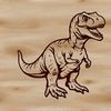 Prehistoric Landscape Illustration A detailed illustration of a Tyrannosaurus Rex dinosaur in prehistoric landscape.