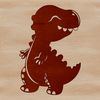 A small, cartoon-style Tyrannosaurus Rex dinosaur with a friendly expression.