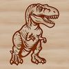Dinosaur Illustration A detailed illustration of a T-Rex dinosaur in a prehistoric landscape.