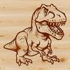 Vector graphic design of a ferocious T-Rex dinosaur.